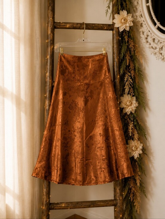 Altar'd State Dresses & Skirts - Altar'd State Copper Floral Jacquard A-Line Skirt